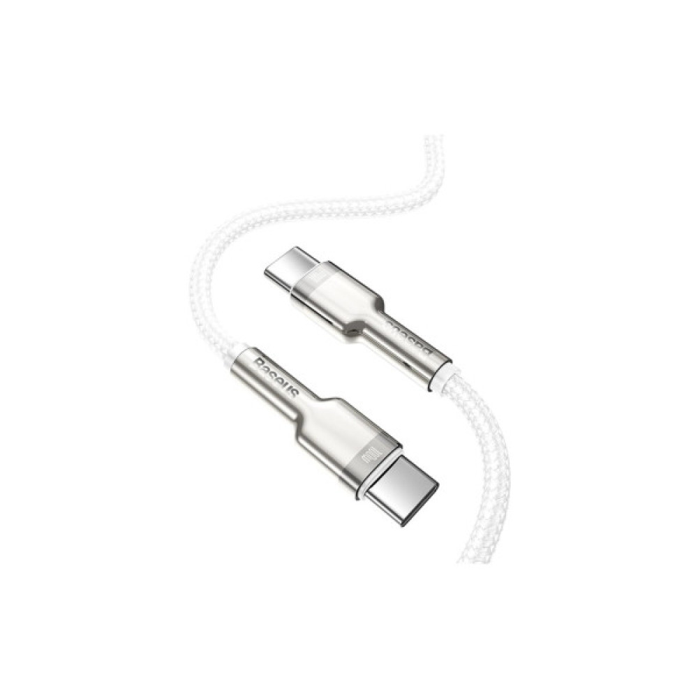 Дата кабель USB-C to USB-C 2.0m Cafule Metal PD 100W white Baseus (CATJK-D02) Дата кабель USB-C to USB-C 2.0m Cafule Metal PD 100W white Baseus (CATJK-D02)