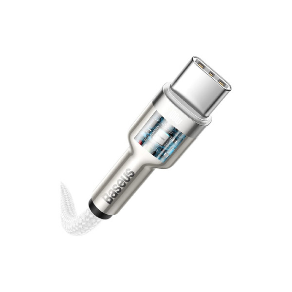 Дата кабель USB-C to USB-C 2.0m Cafule Metal PD 100W white Baseus (CATJK-D02) Дата кабель USB-C to USB-C 2.0m Cafule Metal PD 100W white Baseus (CATJK-D02)