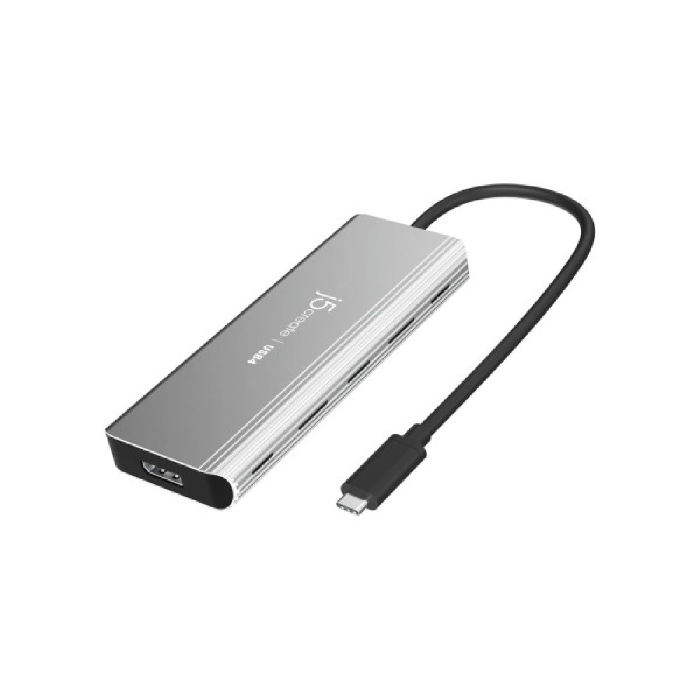 Концентратор J5create USB-C 7-in-1 USB 3.2 + USB-C PD + HDMI 4K + DisplayPort + SD/TF gray (JCD401-N)
