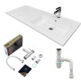 Набір для ванної кімнати, раковина, умивальник Adamant FLATE 120R, штучний камінь, прямокут., з сифоном Click-Clack + змішувач