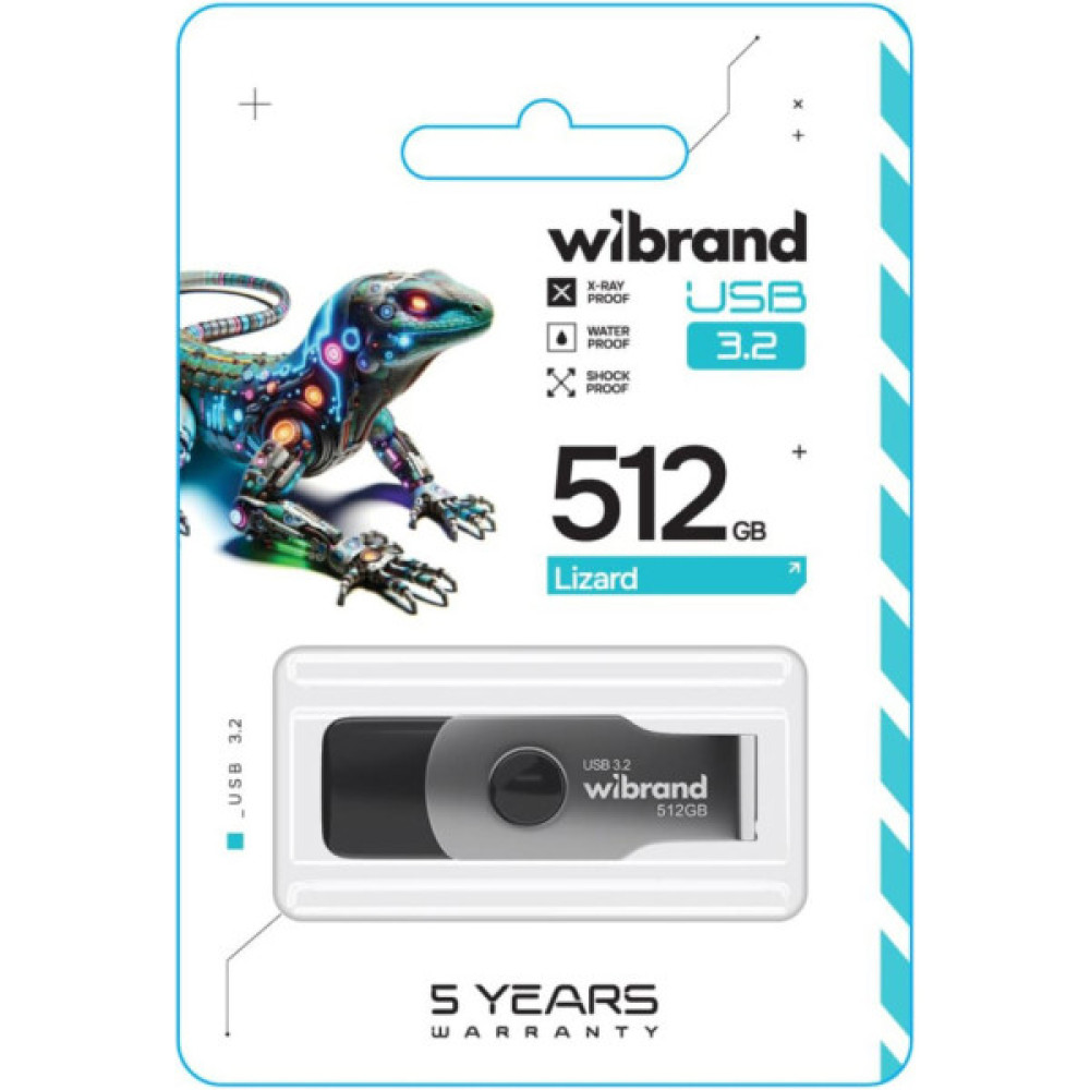 USB флеш накопичувач Wibrand 512GB Lizard Black USB 3.2 (WI3.2/LI512P9B)