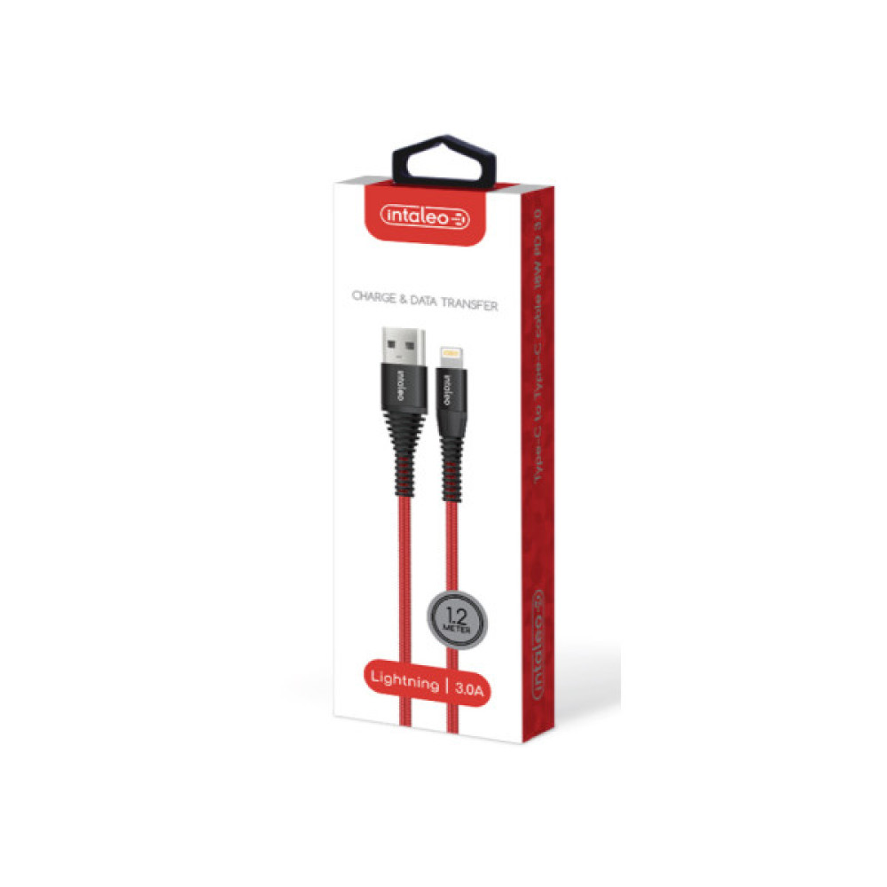Дата кабель USB 2.0 AM to Lightning 1.2m Red Intaleo (1283126559471)