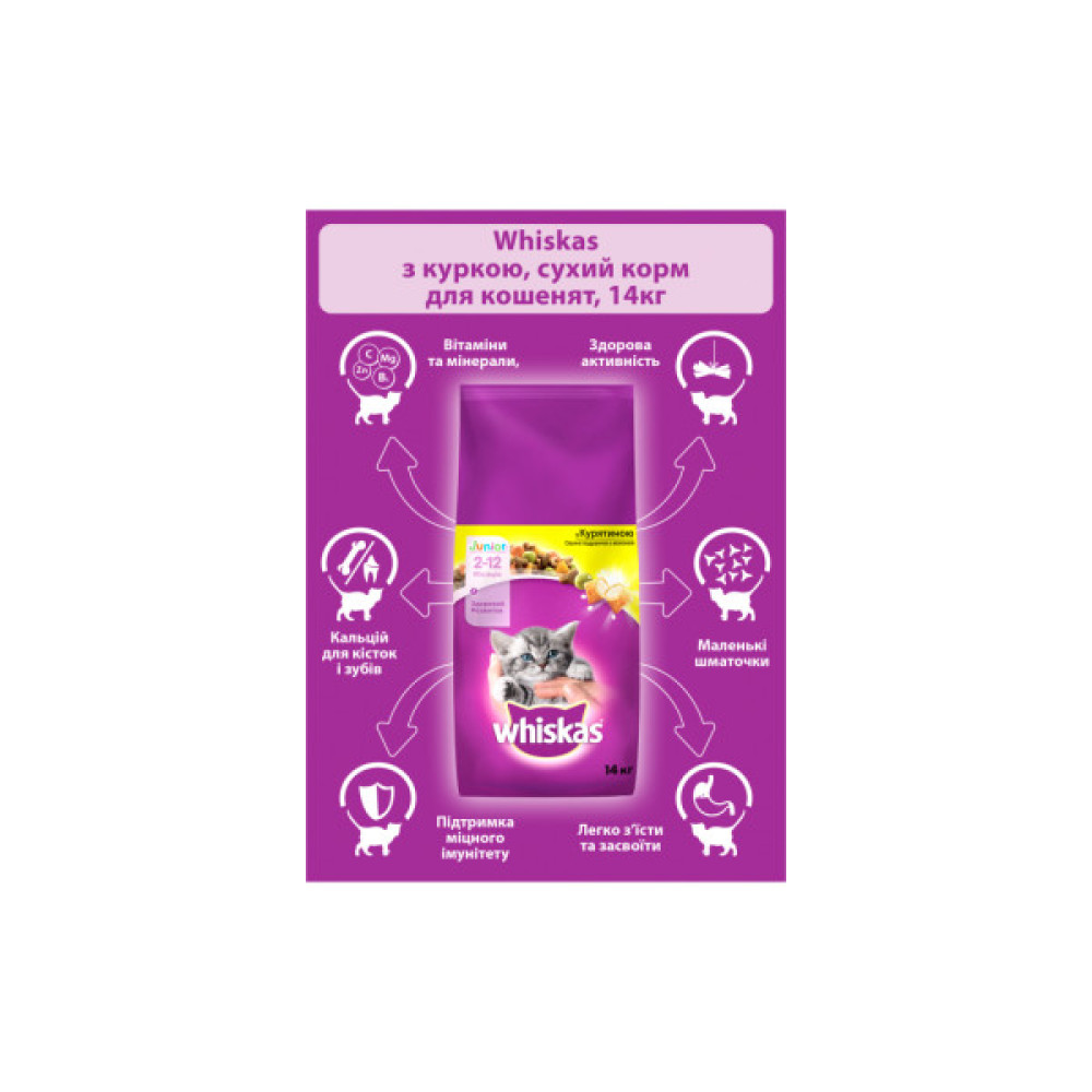 Сухий корм для кішок Whiskas з куркою для кошенят 14 кг (5900951014369)