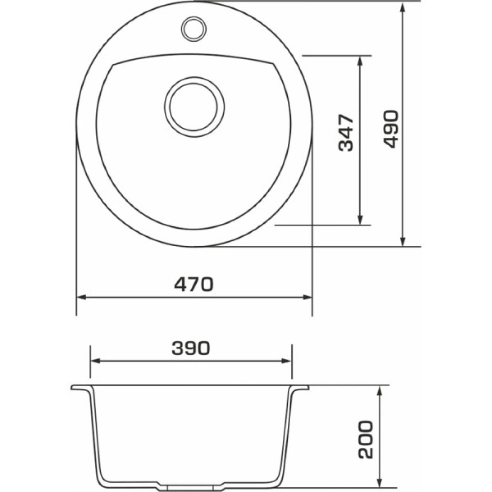 Мийка кухонна GRANADO RONDA white з сифоном (470*490mm.) (gr2205)