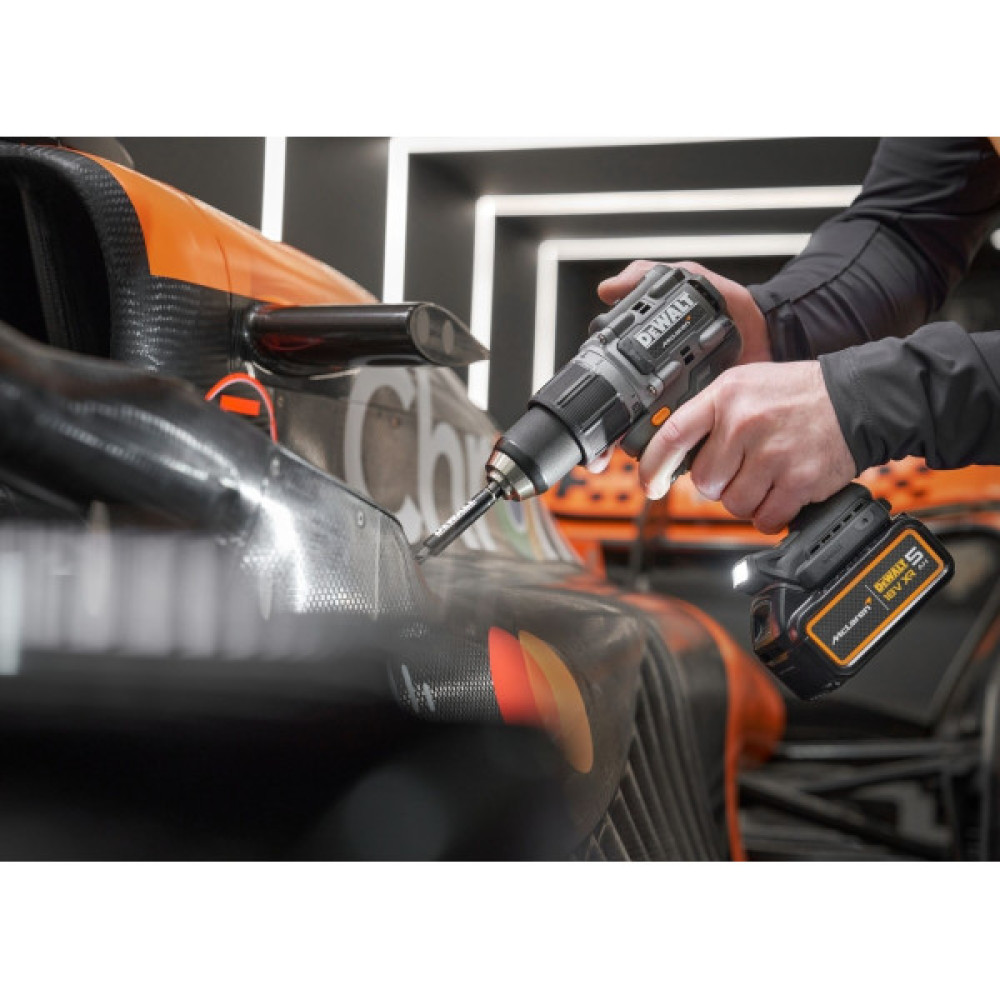 Шурупокрут-дриль ударний акумуляторний DeWALT McLaren F1 TEAM LIMITED EDITION 18В 2х5А·год 90Нм 0-450·0-1650об/хв кейс ЗП 1.34кг