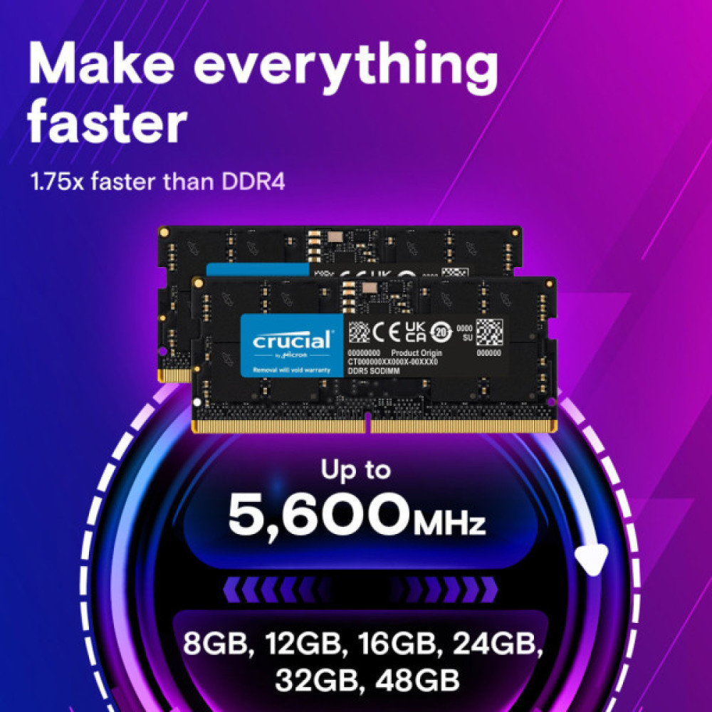 Модуль пам'яті для ноутбука SoDIMM DDR5 32GB 4800 MHz Micron (CT32G48C40S5T)
