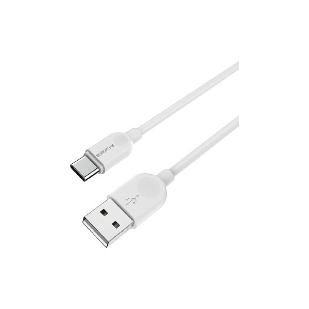 Дата кабель USB 2.0 AM to USB-C 1.0m 2.4A PVC BX14 white BOROFONE (6957531089995)