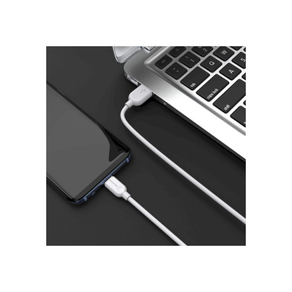 Дата кабель USB 2.0 AM to USB-C 1.0m 2.4A PVC BX14 white BOROFONE (6957531089995)