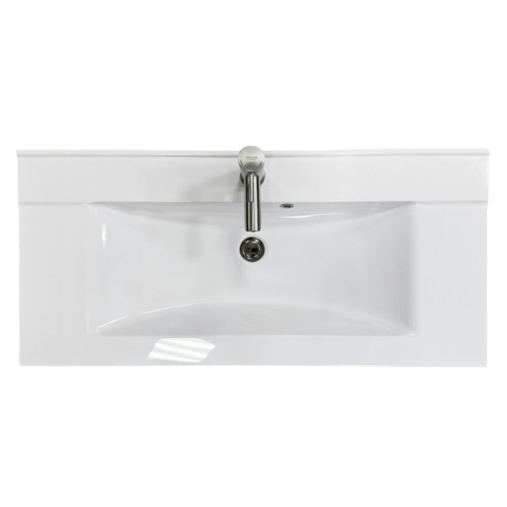 Набір для ванної кімнати, раковина, умивальник Adamant QUANTO 100, штучний камінь, прямокут., з сифоном Click-Clack + змішувач