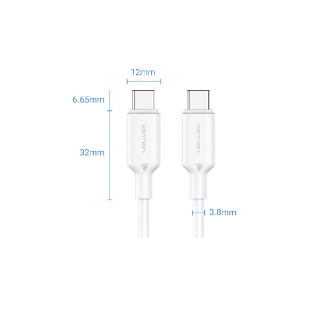 Дата кабель USB-C to USB-C 1.0m 60W white Vention (TRCWF)