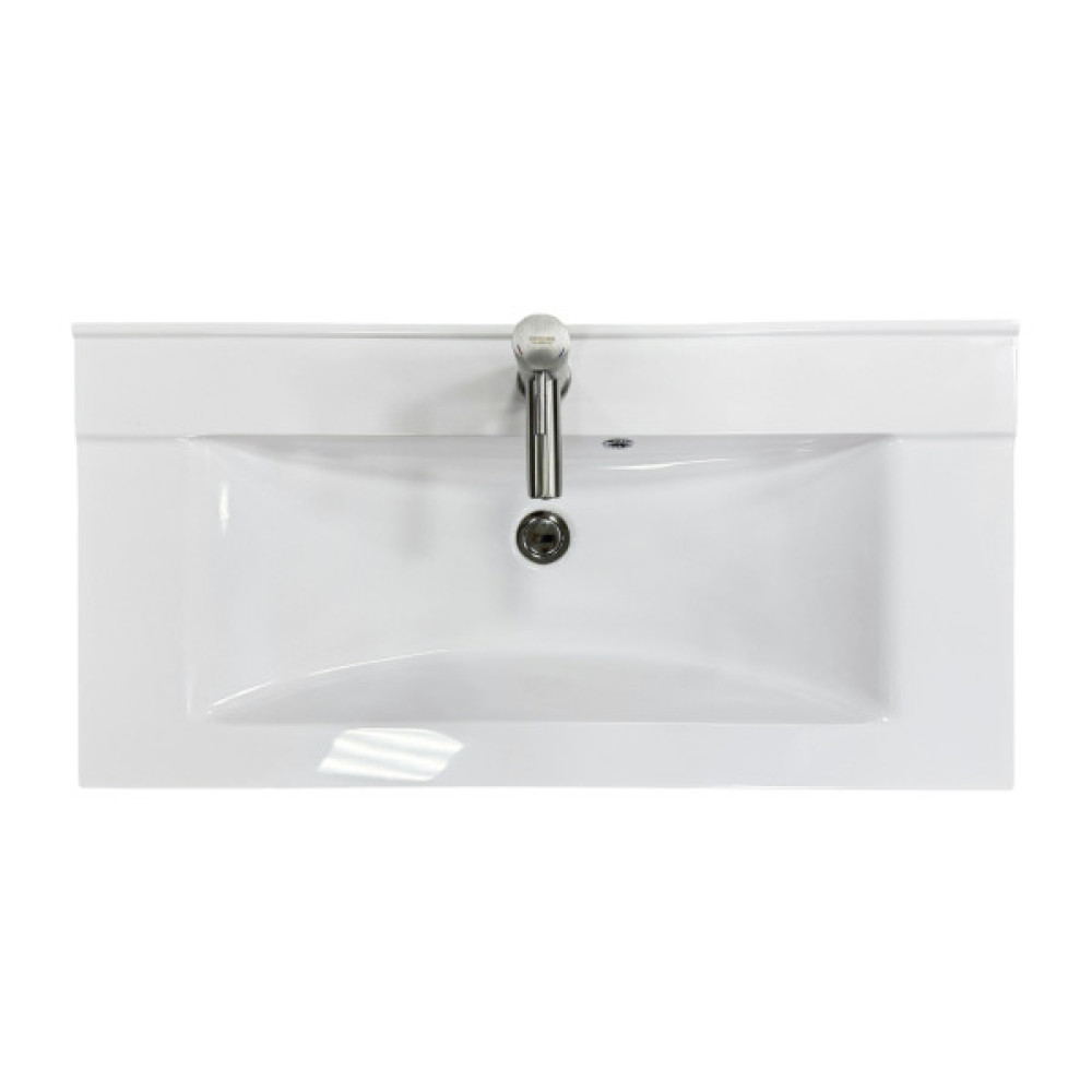 Набір для ванної кімнати, раковина, умивальник Adamant QUANTO 90, штучний камінь, прямокут., з сифоном Click-Clack + змішувач