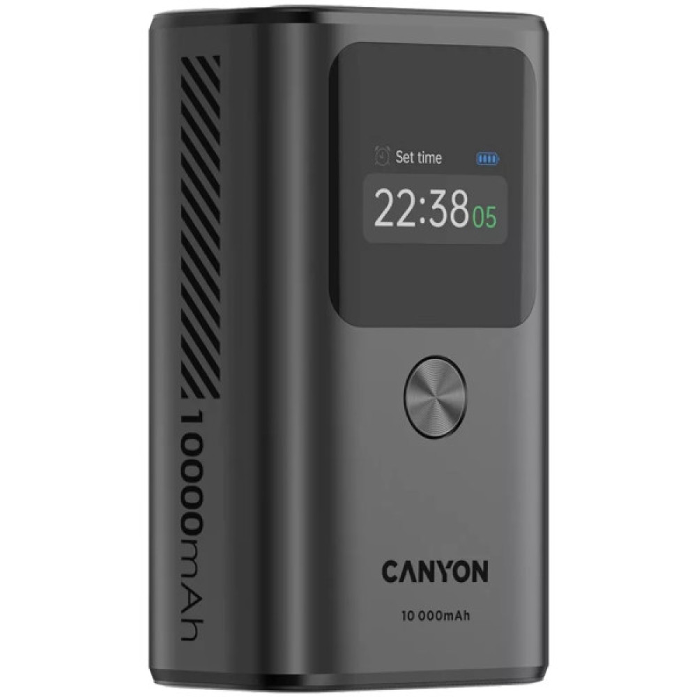 Батарея універсальна Canyon 10000mAh OnPower 130 TFT PD/30W Dark Grey (CNS-CPB130DG)