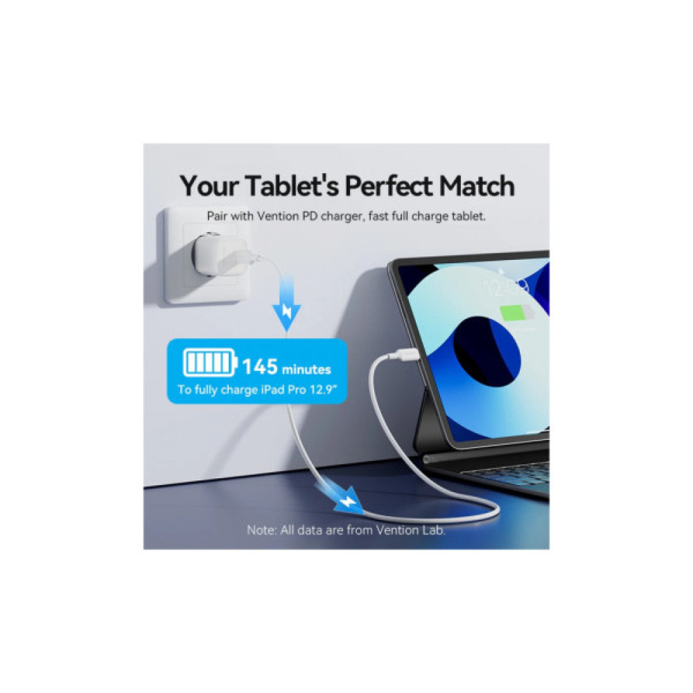 Дата кабель USB-C to Lightning 1.0m PD27W PVC blue Vention (LAKSF)
