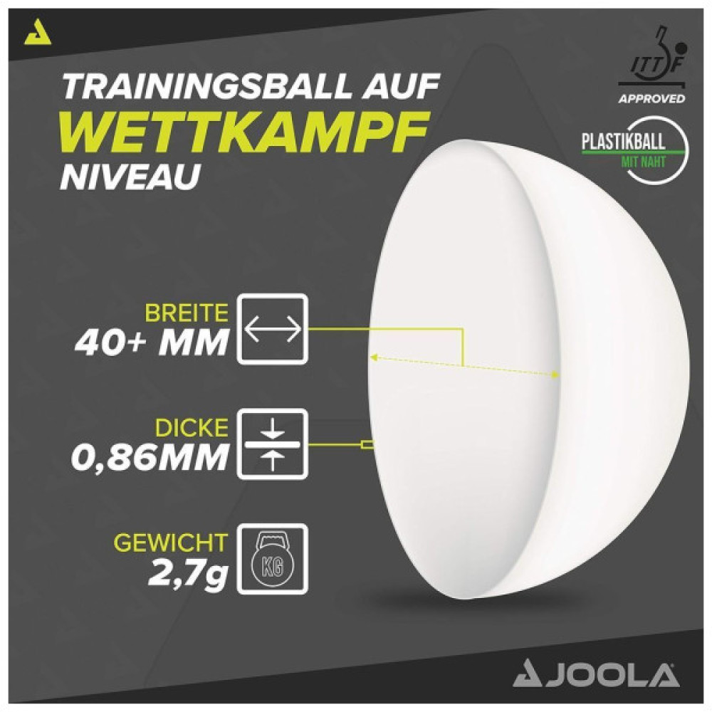 М'ячик для настільного теніса Joola Magic ABS 40+ White 144 шт (44217) (932156)