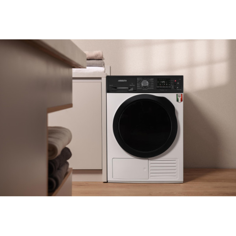 Сушильна машина ARDESTO тепловий насос Bianco Vero, 8кг, A+++, 63см, дисплей, інвертор, підсвіч.барабана, білий