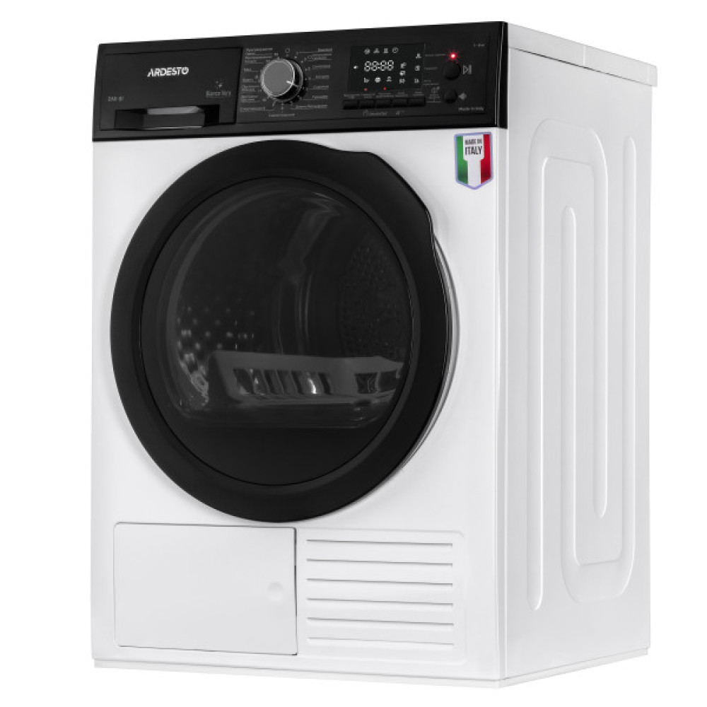 Сушильна машина ARDESTO тепловий насос Bianco Vero, 8кг, A+++, 63см, дисплей, інвертор, підсвіч.барабана, білий