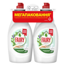 Засіб для ручного миття посуду Fairy Sensitive Чайне дерево і м'ята 2 х 750 мл (8006530224956) Засіб для ручного миття посуду Fairy Sensitive Чайне дерево і м'ята 2 х 750 мл (8006530224956)