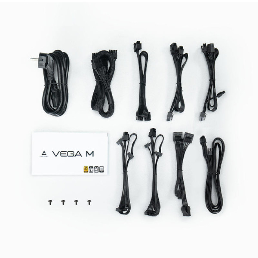 Блок живлення CHIEFTEC Vega M  (750W), >90%, 80+ Gold, 135мм FDB, 1xMB 24pin(20+4), 2xCPU 8pin(4+4), 3xMolex, 6xSATA, 4xPCIe 8pin(6+2), 1xPCIe GEN5 16pin, Fully Modular