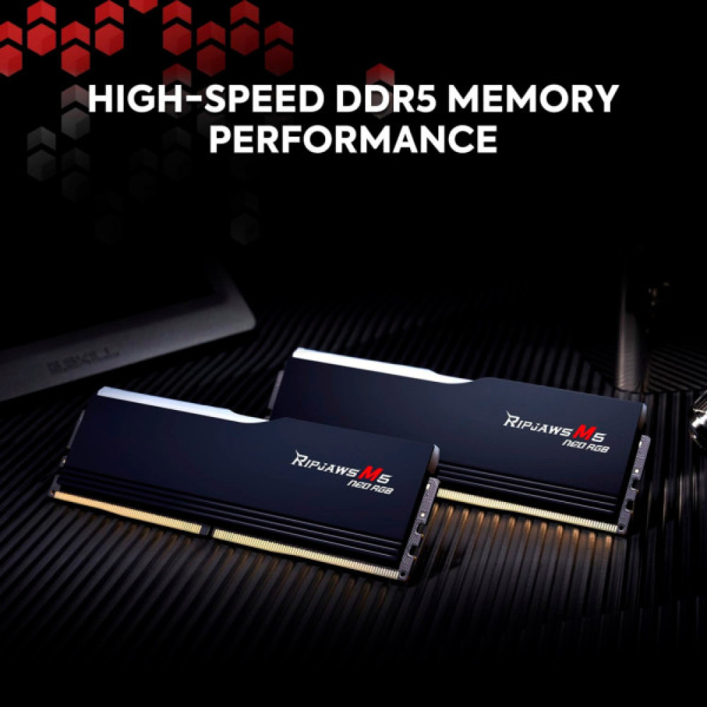 Модуль пам'яті для комп'ютера DDR5 32GB (2x16GB) 6000 MHz Ripjaws M5 Neo RGB Matte White G.Skill (F5-6000J3636F16GX2-RM5NRW)