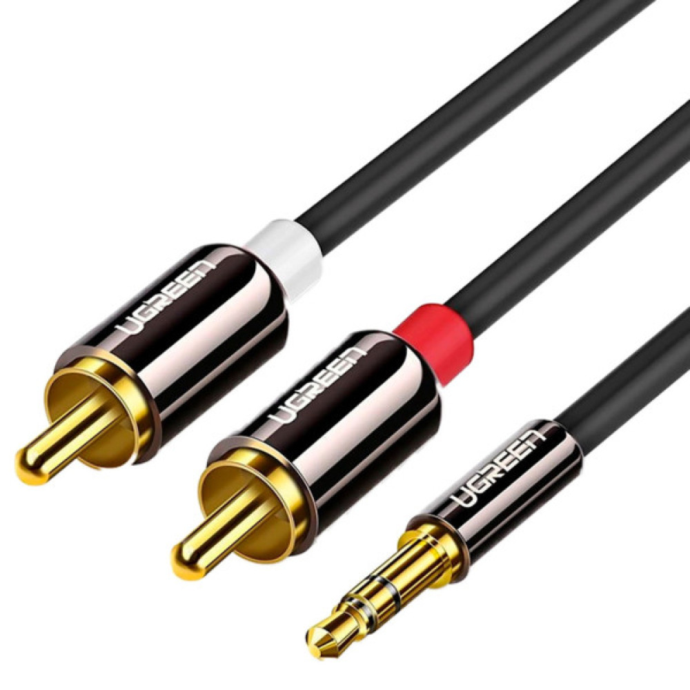 Кабель мультимедійний 3.5mm M to 2xRCA M 3.0m AV116 black UGREEN (10590)