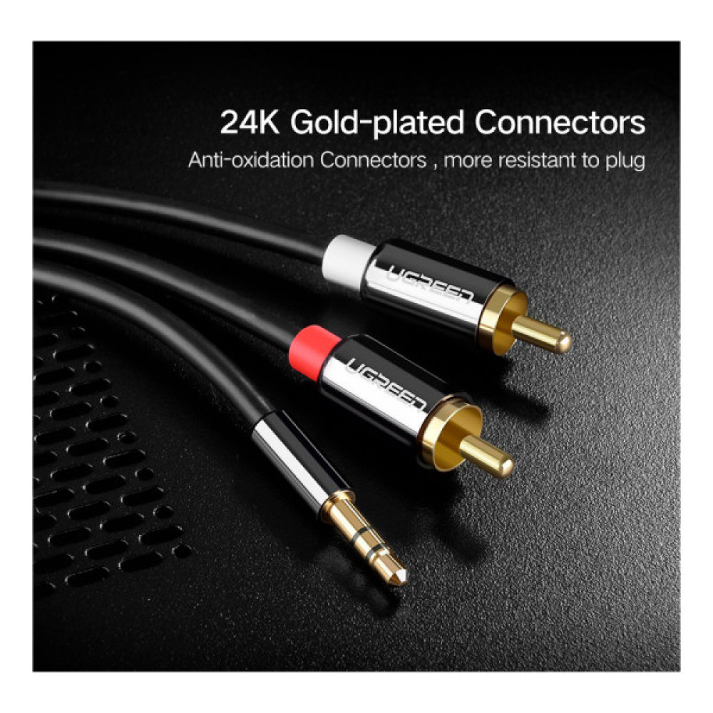 Кабель мультимедійний 3.5mm M to 2xRCA M 3.0m AV116 black UGREEN (10590)
