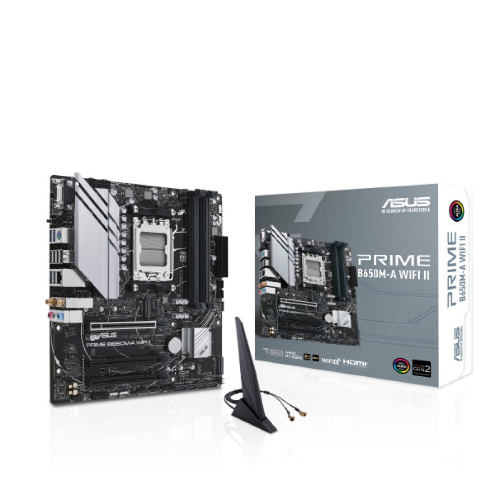 Материнcька плата ASUS PRIME B650M-A WIFI II sAM5 B650 4xDDR5 M.2 D-Sub HDMI DP Wi-Fi BT mATX