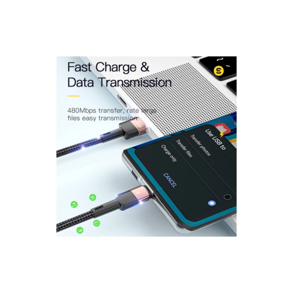 Дата кабель USB 2.0 AM to USB-C 2.0m 7A black Essager (EXCT-XCA01)