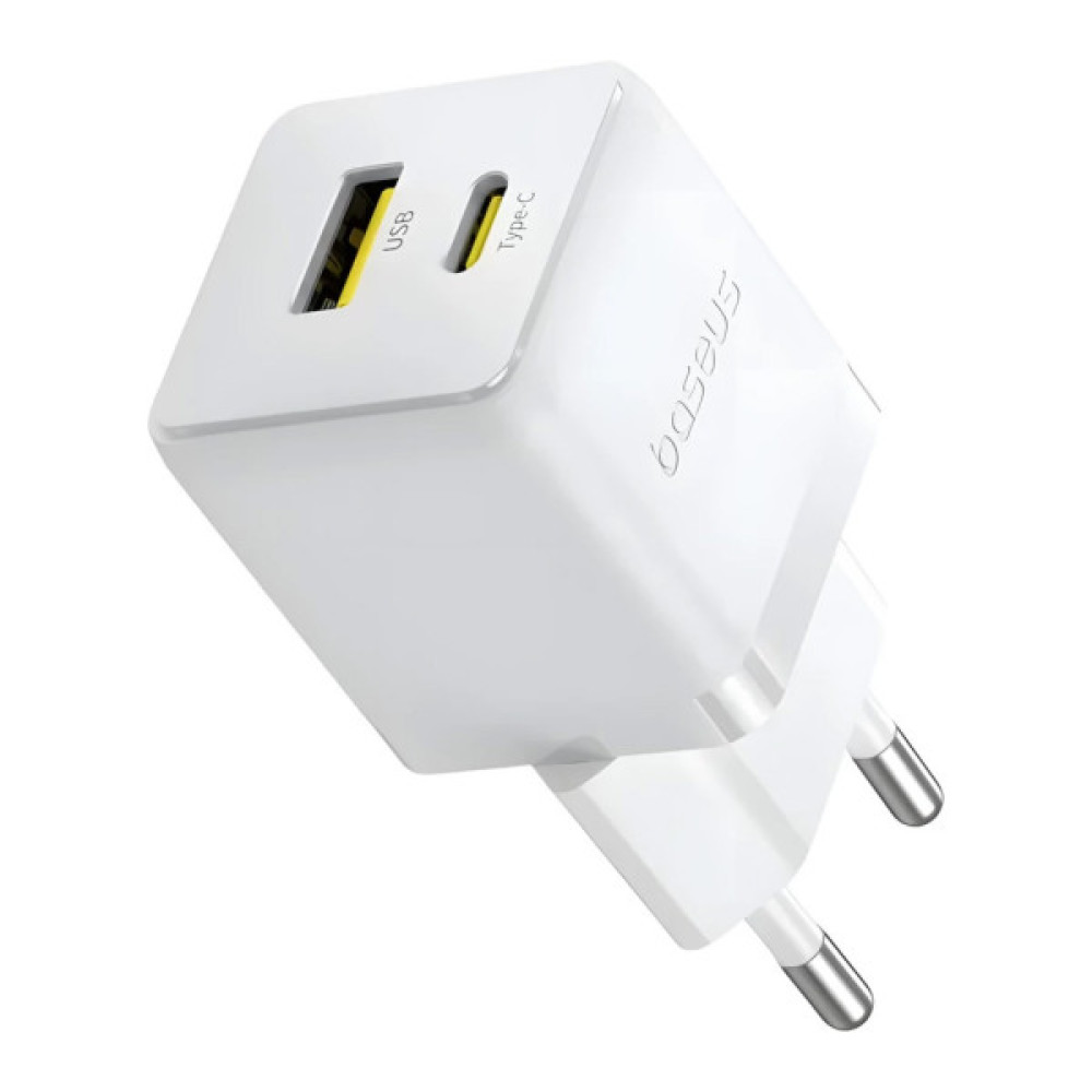 Зарядний пристрій Baseus 1xUSB-C 20W + 1xUSB white + cable USB-C to USB-C 60W 1.0m (P10111608213-01)