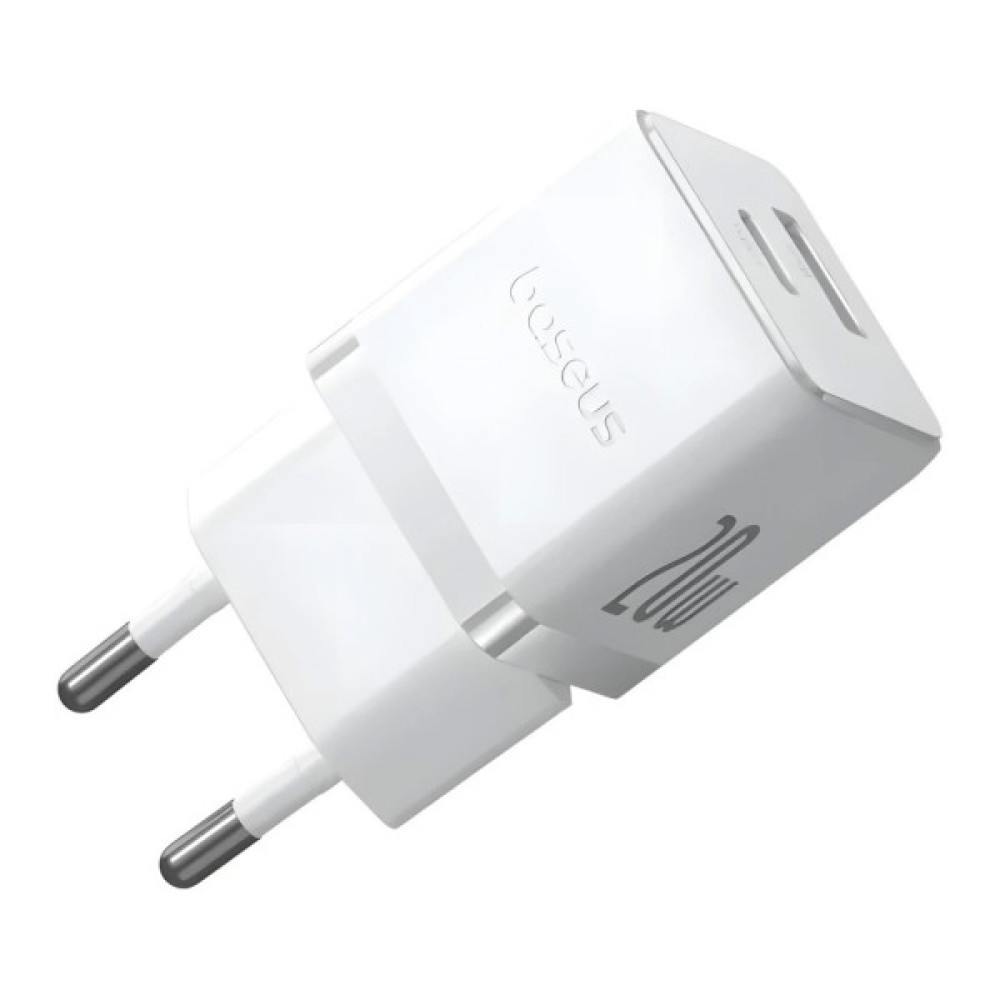 Зарядний пристрій Baseus 1xUSB-C 20W + 1xUSB white + cable USB-C to USB-C 60W 1.0m (P10111608213-01)