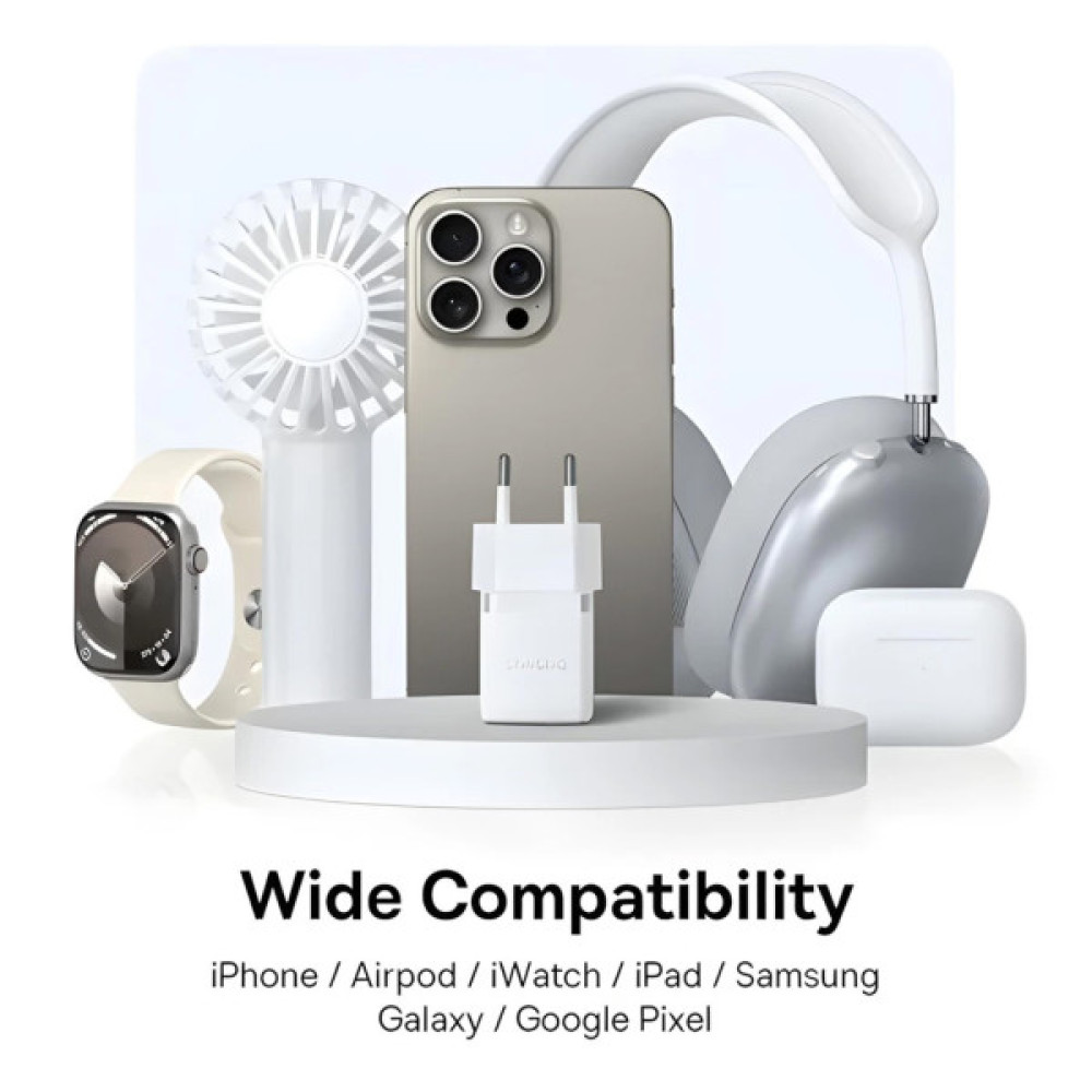 Зарядний пристрій Baseus 1xUSB-C 20W + 1xUSB white + cable USB-C to USB-C 60W 1.0m (P10111608213-01)