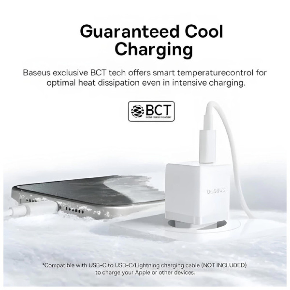 Зарядний пристрій Baseus 1xUSB-C 20W + 1xUSB white + cable USB-C to USB-C 60W 1.0m (P10111608213-01)