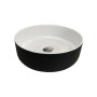 Раковина, умивальник Adamant ARENA, штучний камінь, кругла, без отвору для змішувача та переливу, 360х113мм, врезной, чорно-білий