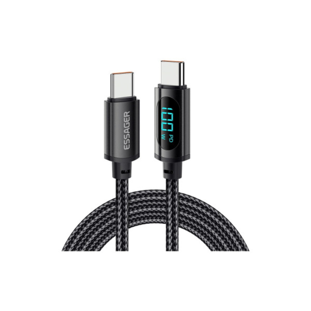 Дата кабель USB-C to USB-C 1.0m 100W LED black Essager (EXCTT1-XY01-P)