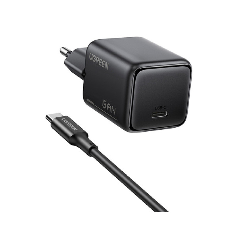 Зарядний пристрій Ugreen X517 USB-C PD25W GaN + cable USB-C to USB-C 1.0m black (75103)