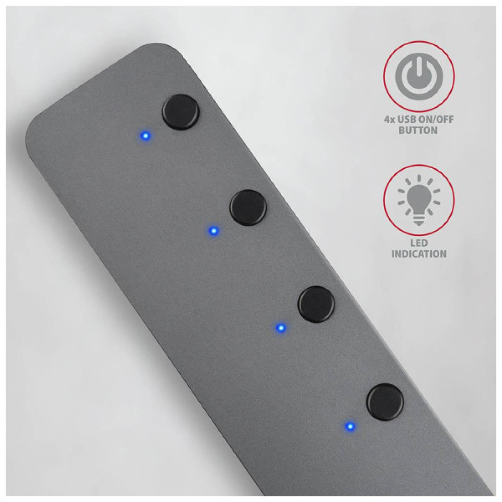 Концентратор AXAGON USB 3.1 to 4xUSB 3.0 0.2m switch black (HUE-MSA)