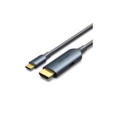 Кабель мультимедійний USB-C to HDMI M 1.5m 4K60Hz + USB-C F power gray Vention (ABLHG)