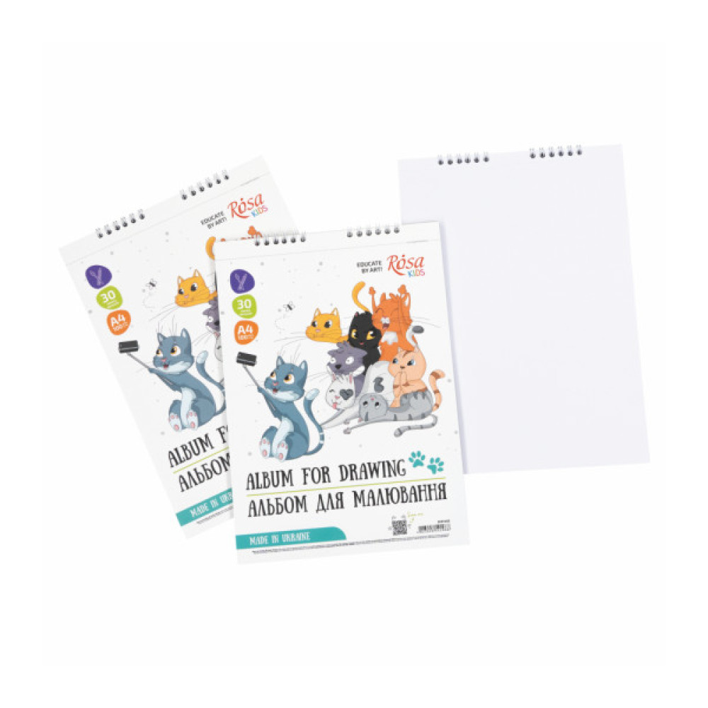 Альбом для малювання Rosa Kids на спіралі Cats Selfies А4 30 аркушів (4823098542988)