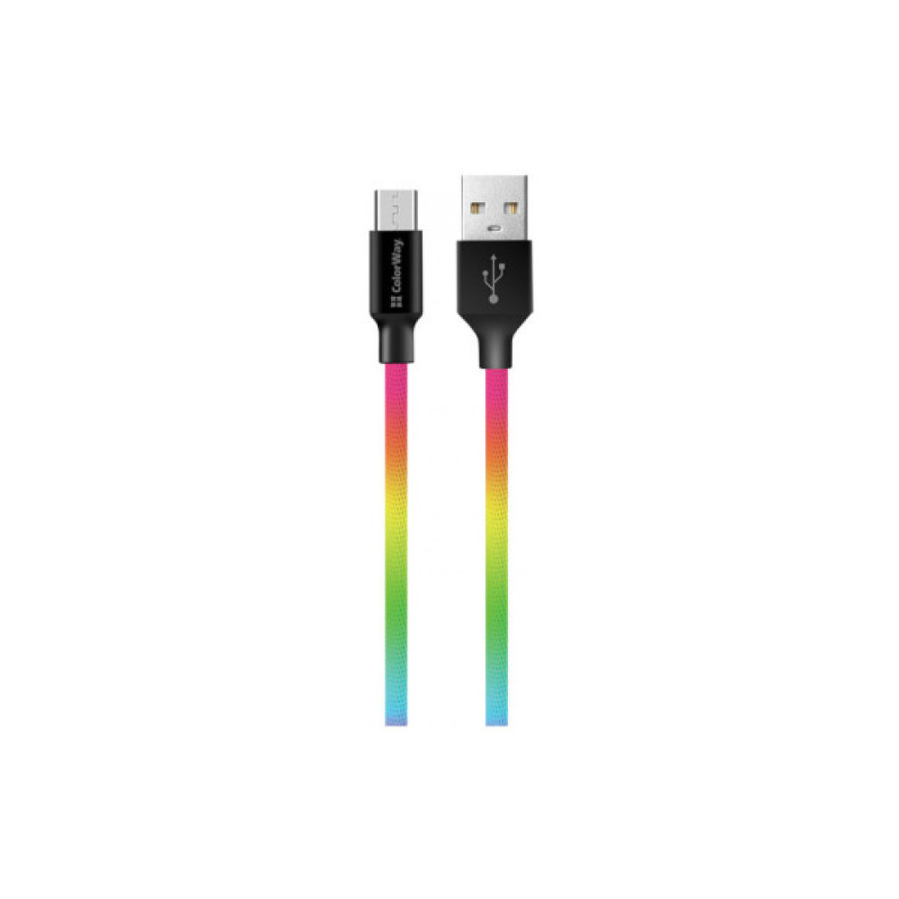 Дата кабель USB 2.0 AM to Micro 5P 1.0m multicolor ColorWay (CW-CBUM017-MC)