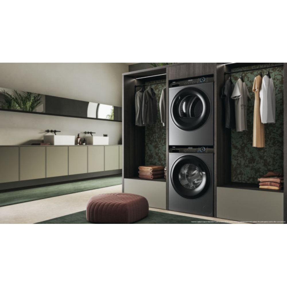 Сушильна машина Haier тепловий насос, 9кг, A+++, 59,5см, дисплей, пара, cріблястий