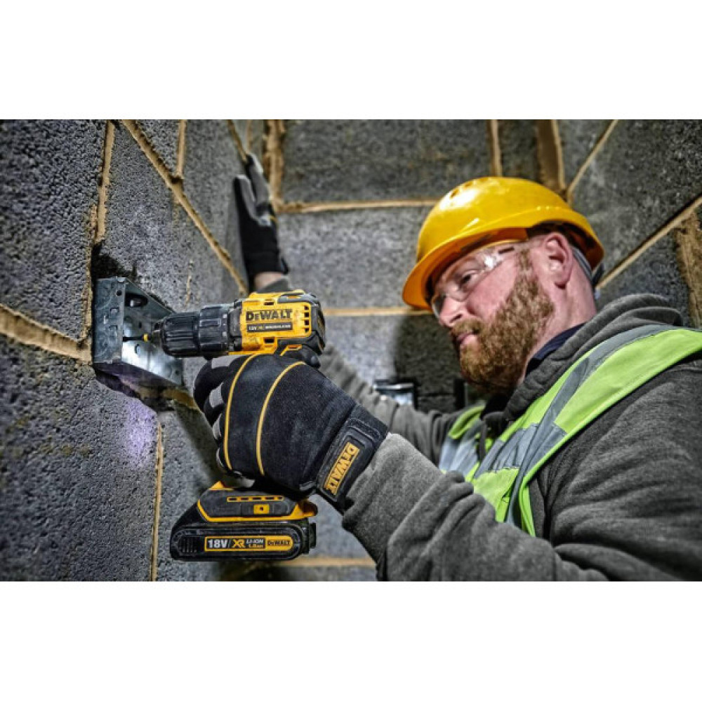 Дриль-шурупокрут DeWalt безщітковий XR Li-Ion 18В акб 2х2А·год 65Нм 450-1650об·хв патрон 13мм ЗП кейс додаткова рукоятка 1.1кг