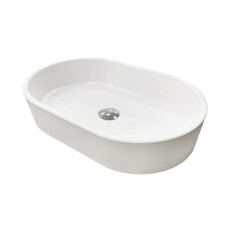 Раковина, умивальник Adamant BESTE NEW, штучний камінь, овальна, без отвору для змішувача та переливу, 540x350x110мм, накладний, білий