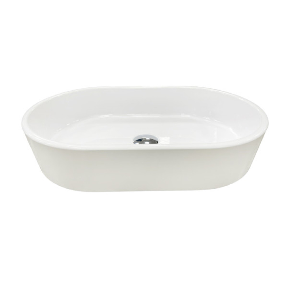 Раковина, умивальник Adamant BESTE NEW, штучний камінь, овальна, без отвору для змішувача та переливу, 540x350x110мм, накладний, білий