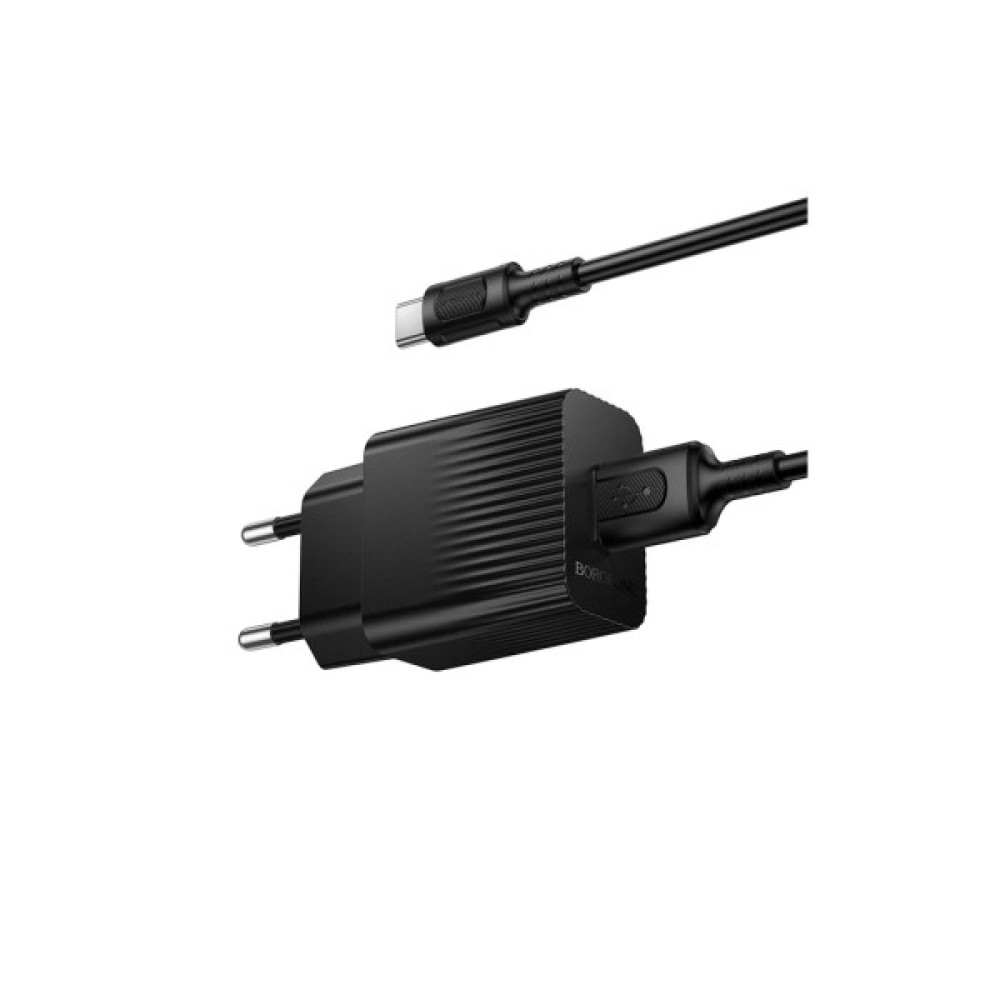 Зарядний пристрій BOROFONE BAS71A USB + cable USB to USB-C 2.1A black (6941991122613)