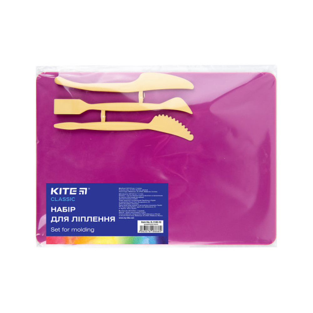 Дошка для пластиліну Kite набір Classic дошка + 3 стеки, рожевий (K-1140-10)