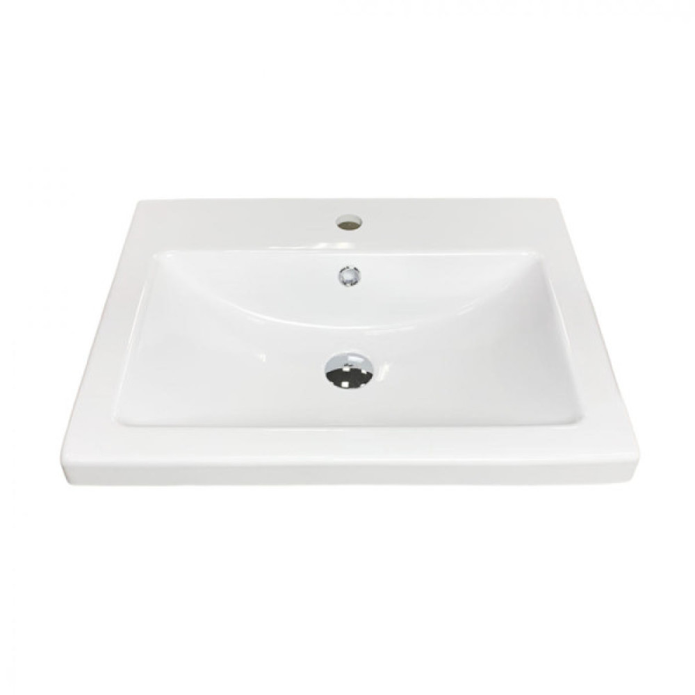 Раковина, умивальник Adamant CERS, штучний камінь, прямокут., з отвором для змішувача, з отвором для переливу, 495x390x158мм, накладний, білий