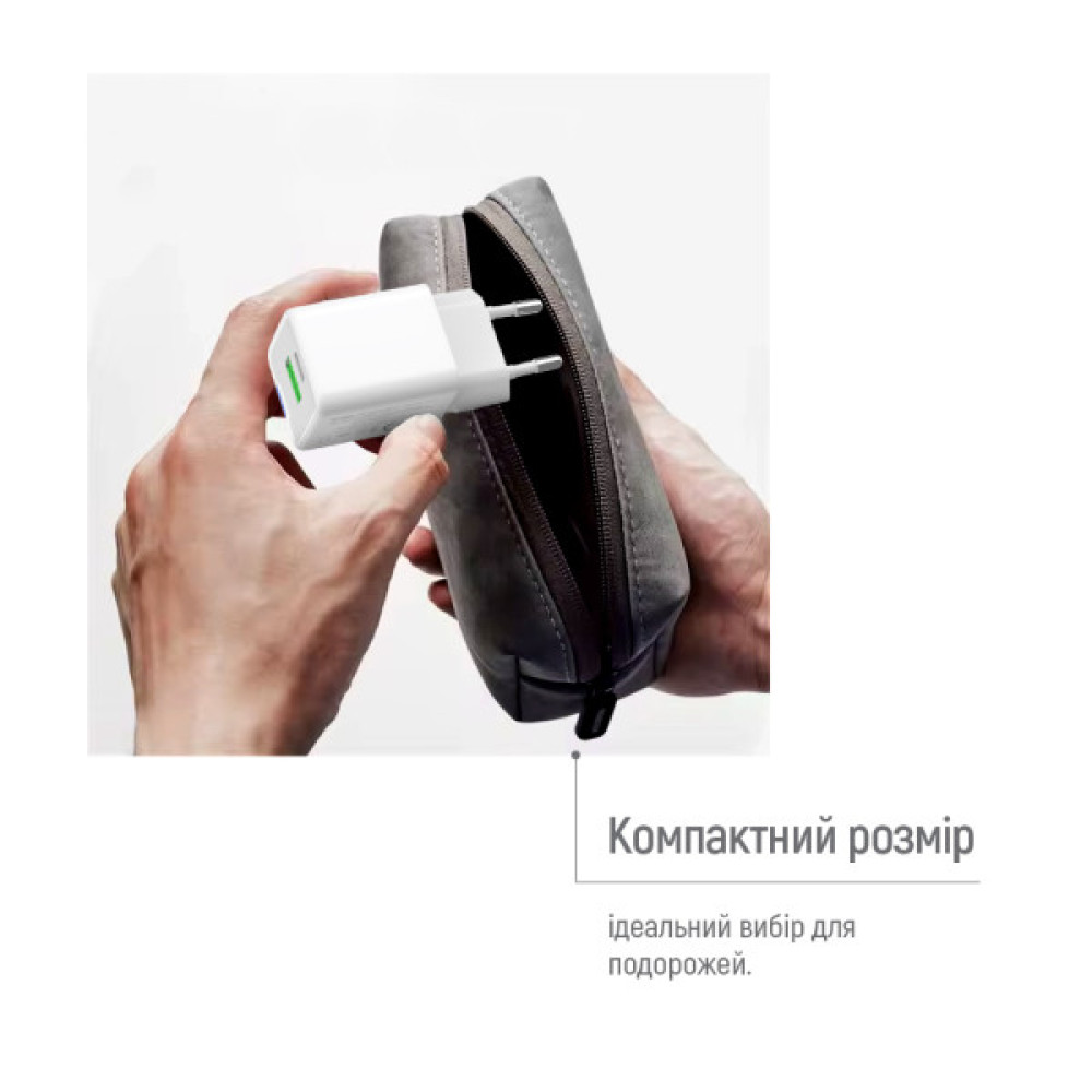 Зарядний пристрій ColorWay GaN Mini 30W PD Port PPS USB (Type-C PD + USB QC4.0) cable Type-C (CW-CHS053PDC-WT)