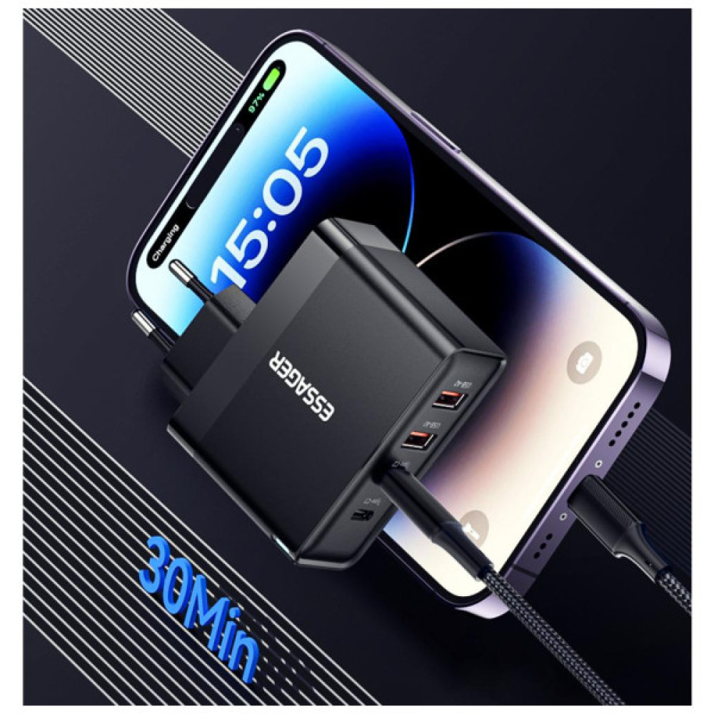 Зарядний пристрій 2xUSB-C + 2xUSB 100W Essager (ECT2CA-QYB01-Z)