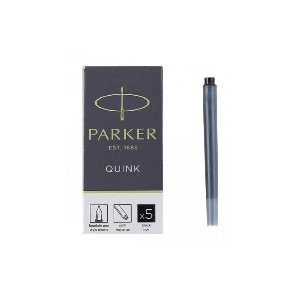 Чорнило для пір'яних ручок Parker Картриджі Quink / 5шт чорний (11 410BK)