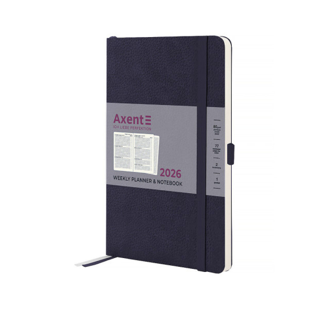 Тижневик Axent датований 2026 Partner Soft Skin 125х195, синій (8509-26-02-A)