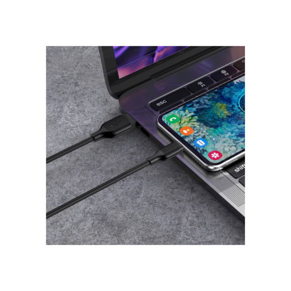 Дата кабель USB 2.0 AM to USB-C 1.0m 3A silicone BX42 black BOROFONE (6931474736765)